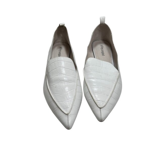 JEFFREY CAMPBELL Viona White Croc Loafers Wood ball Heel Pointy Toe size 10 M - Picture 3 of 5